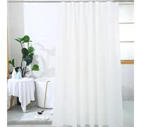 AUWUUA Cortina de Ducha de Tela Impermeable Blanca con Ganchos, 80 x 190 cm, Sencilla, Elegante, Moderna, Lavable a máquina, de Calidad hotelera.
