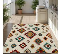 AUWUUA Felpudo de Estilo suroeste para Interiores, 40x60 cm, diseño Nativo Indio Azteca, Lavable, étnico, geométrico, de Pelo Corto, Antideslizante, Ideal para Entrada, baño o Comedor.