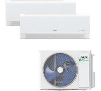 AUX Set de aire acondicionado Multi Split 18000 BTU (5,3 kW) - Unidad exterior + 2 unidades de pared 9000 BTU con WiFi - Refrigerante R32 - Blanco mate - Aire acondicionado silencioso para 2