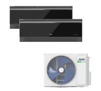 Aux Multi Split Aire acondicionado Set 27000 BTU (7,9 kW) unidad exterior + 2 x 12000 BTU (3,5 kW cada uno) Dispositivo de pared WiFi R32 negro brillante