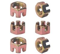 AUXBC 6 tuercas hexagonales ranuradas M16 x 1.5 mm, tuercas hexagonales de acero al carbono de grado 4.8 para equipos de maquinaria automotriz