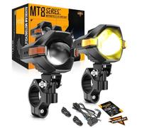 Auxbeam - Luces antiniebla LED para motocicleta, luces auxiliares, 8 modos, color blanco/ámbar, interruptor estroboscópico de doble color, 3 pulgadas, 60 W, luces LED todoterreno, para motocicleta,