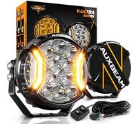 Auxbeam Luces LED de 12.7 cm, 172 W, serie V-Ultra de 20400 lúmenes, luz LED redonda para todoterreno, luz ámbar DRL y foco, barra de luz de conducción de haz más ancho de 270° con cubiertas