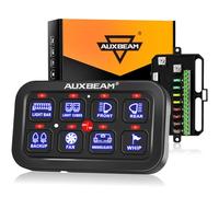 Auxbeam Panel de interruptor BA80 de 8 bandas, regulable, automático, LED, panel de control táctil, sistema de relé electrónico, caja de interruptor táctil universal para camión, ATV, UTV, barco, SUV