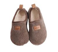 AUXDIQ Pantuflas Invierno Mujer Hombre Zapatillas de Estar por Casa Suave Zapatos Casa Zapatillas de Casa Invierno, Marrón, 34 EU
