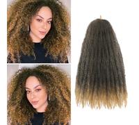 Auxemuen Marley Twist Braiding Hair Marley Twist Hairs Long Cuban Hair Marleys Afro Kinky Curly Twists Faux Locs Crochet Synthetic Crochet Trenzas Hair Extensions (T27#, 35,5 cm (paquete de 6))