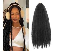 Auxemuen Marley Twist Braiding Hair Marley Twist Hairs Long Cuban Hair Marleys Afro Kinky Curly Twists Faux Locs Crochet Synthetic Crochet Trenzas Hair Extensions (1B, 24 pulgadas (paquete de 6))