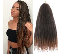Auxemuen Marley Twist Braiding Hair Marley Twist Hairs Long Cuban Hair Marleys Afro Kinky Curly Twists Faux Locs Crochet Synthetic Crochet Trenzas Hair Extensions (T30#, 45,5 cm (paquete de 6))