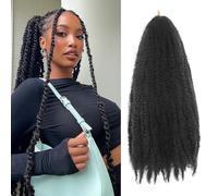 Auxemuen Marley Twist Braiding Hair Marley Twist Hairs Long Cuban Hair Marleys Afro Kinky Curly Twists Faux Locs Crochet Synthetic Crochet Trenzas Hair Extensions (1B, 18 pulgadas (paquete de 6))
