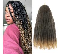 Auxemuen Marley Twist Braiding Hair Marley Twist Hairs Long Cuban Hair Marleys Afro Kinky Curly Twists Faux Locs Crochet Synthetic Crochet Trenzas Hair Extensions (T27#, 45,5 cm (paquete de 6))