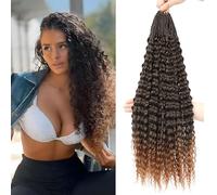 Auxemuen Pre Looped Micro Curly Crochet Hair 6 Packs Brazilian Afro Kinky Crochet Hair Black Braiding Hair Extensions Deep Wave Synthetic Mini Senegalese Twist Hair (1B/30, 22 Inch (Pack of 8))