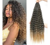 Auxemuen Pre Looped Micro Curly Crochet Hair 6 Packs Brazilian Afro Kinky Crochet Hair Black Braiding Hair Extensions Deep Wave Synthetic Mini Senegalese Twist Hair (1B/27, 22 Inch (Pack of 8))