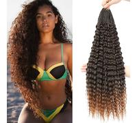 Auxemuen Pre Looped Micro Curly Crochet Hair 6 Packs Brazilian Afro Kinky Crochet Hair Black Braiding Hair Extensions Deep Wave Synthetic Mini Senegalese Twist Hair (1B/30, 30 Inch (Pack of 8))