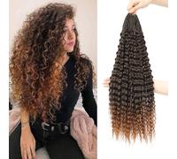Auxemuen Pre Looped Micro Curly Crochet Hair 6 Packs Brazilian Afro Kinky Crochet Hair Black Braiding Hair Extensions Deep Wave Synthetic Mini Senegalese Twist Hair (1B/30, 16 Inch (Pack of 8))