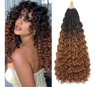 Auxemuen Pre Looped Ocean Wave Crochet Hair 8 Packs Boho Ocean Braids Short Curly Crochet Hair Pre Twisted Synthetic Deep Wavy Crochet Hair for Women (1B/30, 18 Inch)