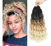 Auxemuen Pre Looped Ocean Wave Crochet Hair 8 Packs Boho Ocean Braids Short Curly Crochet Hair Pre Twisted Synthetic Deep Wavy Crochet Hair for Women (1B/27/613, 14 Inch)