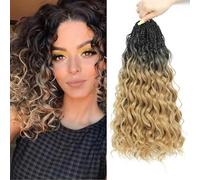 Auxemuen Pre Looped Ocean Wave Crochet Hair 8 Packs Boho Ocean Braids Short Curly Crochet Hair Pre Twisted Synthetic Deep Wavy Crochet Hair for Women (1B/27, 14 Inch)