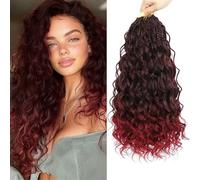 Auxemuen Pre Looped Ocean Wave Crochet Hair 8 Packs Boho Ocean Braids Short Curly Crochet Hair Pre Twisted Synthetic Deep Wavy Crochet Hair for Women (TBUG, 14 Inch)