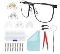 AUXHCYL 25 Pares Almohadillas Gafas Nariz,Plaquetas Silicona Gafas Kit,Protector Nariz Gafas con Tornillos Destornillador Pinza Paño Limpieza, para Anteojos