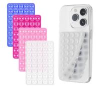 AUXHCYL 4 ventosas de Silicona para teléfono móvil de Doble Cara, Ventosa para Selfies y vídeos, Soporte de Ventosa para Todos los Modelos de teléfonos móviles (Azul Real, Fucsia, Rosa, Transparente)