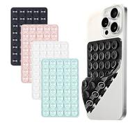 AUXHCYL 4 ventosas de silicona para teléfono móvil de doble cara, ventosa para selfies y vídeos, soporte de ventosa para todos los modelos de teléfono (blanco, negro, rosa, verde)