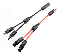 AUXHCYL Cable solar en Y de 6 mm², 1 par de cables solares en Y, divisor en Y, cable PV Y para sistema solar listo para conectar (M/FF y F/MM, rojo + negro)