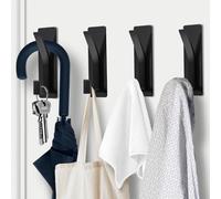 AUXHCYL Ganchos Adhesivos para Pared, 4 Pcs Gancho pared Adhesivo Resistentes para 6 kg, Colgador Adhesivo para Toallas, Abrigos, Sombreros y Bolsos en Baño, Cocina y Ducha (Negro)
