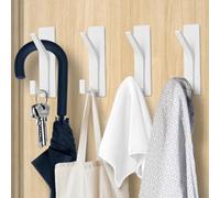 AUXHCYL Ganchos Adhesivos para Pared, 4 Pcs Gancho pared Adhesivo Resistentes para 6 kg, Colgador Adhesivo para Toallas, Abrigos, Sombreros y Bolsos en Baño, Cocina y Ducha (Blanco)
