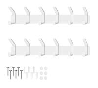 AUXHCYL Percheros Pared Recibidor, 2 Piezas perchero Pared Negro, Percha Paredes para Cocina Baño, Colgador Ropa para Chaquetas, Abrigos, Bolsos, Sombreros y Bufandas (Blanco, 6 Ganchos)