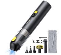 AUXITO Aspirador de Mano - Aspirador Coche de 14000 Pa, Autonomía de 30 Minutos,4 en 1, Recargable, Portátil y Ligero, Mini Aspiradora Potente para Coche, Hogar, Oficina y Pelo de Mascotas(Negro)