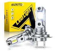 AUXITO Bombilla H7 LED - 600% Más Luminosa, Blanco Deslumbrante 6500K, Tamaño 1:1 Halógeno, Instalación Plug & Play, Vida Útil 60 000 Horas, Paquete de 2