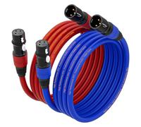 AuxLink Cables XLR, XLR macho a hembra de 10 pies, chapado en oro, cable de micrófono de 3 pines, cable codificado por colores, paquete de 2