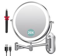 Auxmir 8″ Espejo Maquillaje con Luz Pared 1X/20X Aumento Recargable 3200mAh