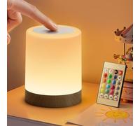 Auxmir Lámpara de Mesita de Noche, 3000mAh Recargable Lámpara LED de Mesa con USB, Temporizador, Control Táctil y Remoto, 13 Colores de Luz Regulable, Lámpara Noche Inalámbrica Colgante, Marrón Oscuro