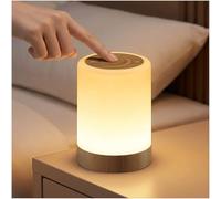 Auxmir Lámpara de Mesita de Noche LED Recargable 3000mAh, Luz Nocturna Bebé Táctil Regulable, 256 Colores RGB y 5 Modos, Temporizador 1/2/3H, Lámpara de Mesa Inalámbrica Efecto Madera para Dormitorio