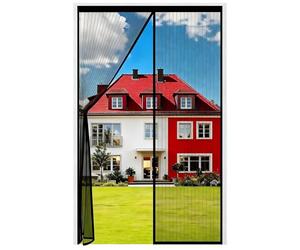 Auxmir Mosquitera Puerta Magnética, 140x240CM Ensanchada y Engrosada Cortina Mosquitera Exterior Antimosquitos Imantada Cierre Automático Malla Imanes de Poliéster Imanes, Negro