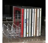 AUXPhome Caja de almacenamiento de DVD / CD de acrílico transparente - Bandeja de CD con capacidad para hasta 14 cajas de CD para almacenamiento y organización de estantes multimedia para encimera