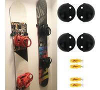 AUXPhome Paquete de 4 soportes de pared para esquí/snowboard, soporte flotante de pared, acero inoxidable, goma resistente a la abrasión que protege los bordes de tu tabla, accesorios incluidos,