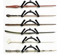 AUXPhome Paquete de 6 soportes universales ajustables para varita de mago para montar en la pared, soporte de madera para varita mágica, fuerte y flexible para que se adapten a cada forma y tamaño