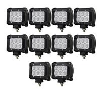 AUXTINGS 10 Piezas 4 Pulgadas 18W inundación LED Barra de luz de Trabajo lámpara de conducción 12V 24V,6000K para Todoterreno Coche Cabina Barco SUV camión Coche ATV vehículos Marin