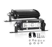 AUXTINGS 10cm 4 pulgadas 15W Ultra Slim Single Row LED Barra de luz foco con soporte de montaje para Off-Road, Camión,Coche,ATV,SUV,Barco