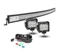 AUXTINGS 132 cm 675W 3 Filas Barra LED Offroad Barra de luz LED Curvo, 10 cm LED Luces de Trabajo con 12V Cableado Haz Spot y Flood LED Luces de Trabajo para Tractor Coche Camión Barco 4x4,IP67