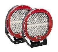 AUXTINGS 2 piezas de 9 pulgadas, 23 cm 294W LED barra de luz, rojo redondo 24000 lm impermeable, haz puntual, luz de conducción de trabajo,compatible con camión,todoterreno,tractor,barco,todoterreno