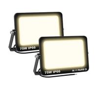 AUXTINGS 2 Piezas Focos LED Exterior,75W 7500 lúmen Foco Proyector LED Impermeable, 4000K blanco cálido Floodlight Iluminación de seguridad para Campo Jardín Estadio Casa Garaje Patio Terraza