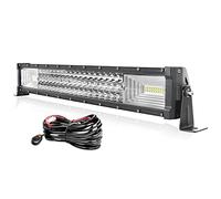 AUXTINGS 22 pulgadas 270W triple fila para luces de trabajo haz de inundación con kit de arnés de cableado para camiones tractores 4x4 barco todoterreno luz antiniebla de conducción