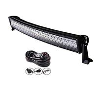 AUXTINGS 32 pulgadas 180W Barra de luz LED de doble fila curvada de con kit de cableado para camiones tractores 4x4 barcos todoterreno luz antiniebla para conducción,12V 24V