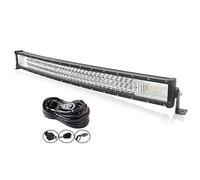 AUXTINGS 32 pulgadas 405W curvada de triple fila para luces de trabajo haz de inundación con kit de arnés de cableado para camiones tractores 4x4 barco todoterreno luz antiniebla de,