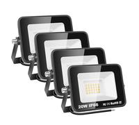 AUXTINGS 4 Piezas Focos LED Exterior,20W 2000 lúmen Foco Proyector LED, Impermeable 6000K Blanco Frío Floodlight Iluminación de seguridad para Jardín Casa Garaje Patio Terraza Campo Estadio