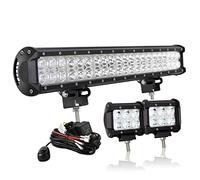 AUXTINGS 50 cm 20 Pulgadas 126W 2 Fila LED Barra de luz Spot Combinación de la combinación con el Kit de arnés de cableado + luz de Trabajo de 10 cm para camión ATV SUV 4x4 Tractor de Barco, 12V 24V