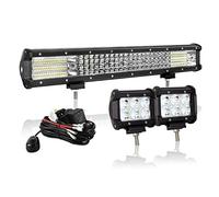 AUXTINGS 50 cm 20 Pulgadas 510W 4 Fila LED Barra de luz Spot Combinación de la combinación con el Kit de arnés de cableado + luz de Trabajo de 10 cm para camión ATV SUV 4x4 Tractor de Barco, 12V 24V